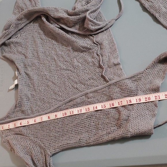 Eloise Gray Crochet Wrap Sweater Cardigan - Picture 11 of 11